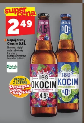 Napój piwny Okocim malina z borówką promocja w TOPAZ
