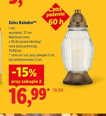 Znicz Katedra 37 cm promocja w Lidl