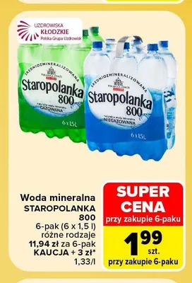 Woda mineralna Staropolanka 800 promocja w Carrefour