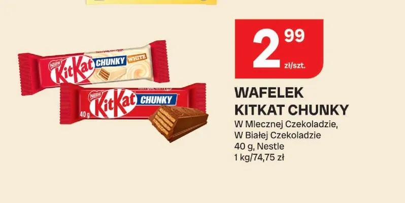 Wafelek KitKat Chunky w mlecznej czekoladzie promocja w Chorten