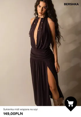 Sukienka midi wiązana na szyi Bershka promocja w Bershka