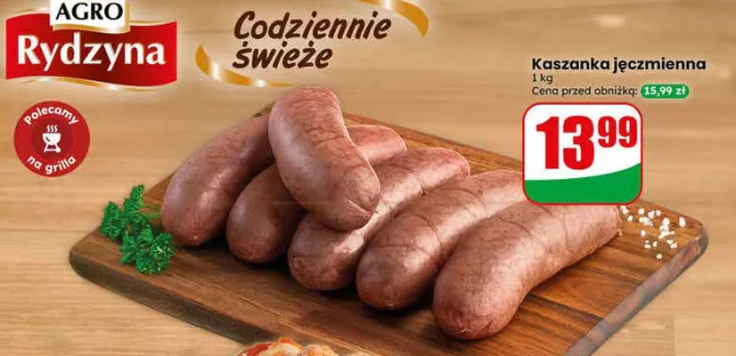 Kaszanka jęczmienna Agro Rydzyna promocja w Dino