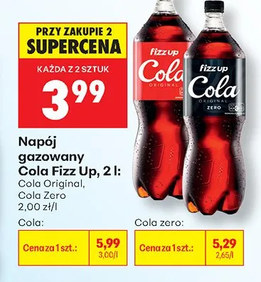 Napój gazowany Cola Fizz Up Cola Zero promocja w Biedronka