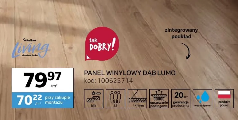 Panel winylowy Barlinek Dąb Lumo promocja w Komfort