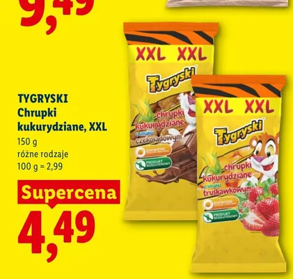 Chrupki kukurydziane Tygryski o smaku czekoladowym XXL promocja w Lidl