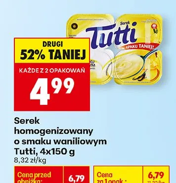 Serek homogenizowany o smaku waniliowym promocja w Biedronka