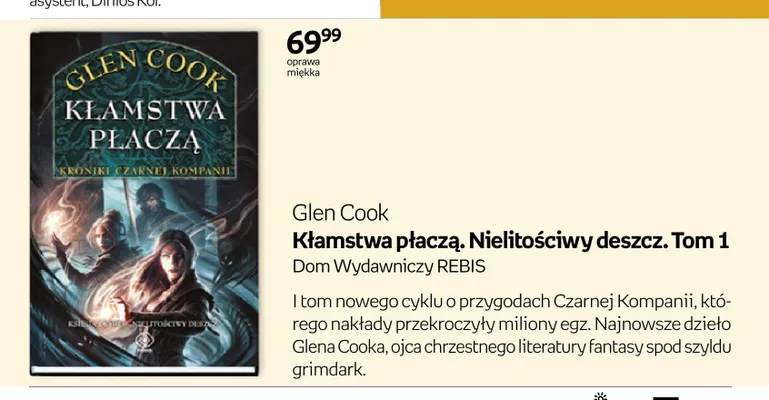 Książka Kłamstwa płaczą. Nielitościwy deszcz. Tom 1 Glen Cook promocja w Empik