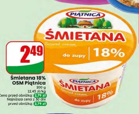 Śmietana 18% OSM Piątnica promocja w Dino