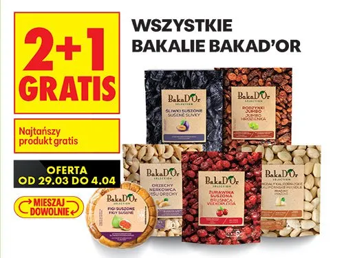 Wszystkie bakalie 2+1 GRATIS promocja w Biedronka