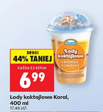 Lody koktajlowe krówka kukułka promocja w Biedronka