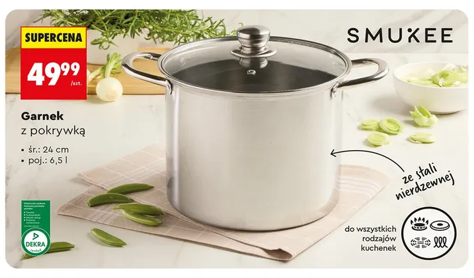 Garnek z pokrywką SMUKEE śr. 24cm poj. 6,5l promocja w Biedronka