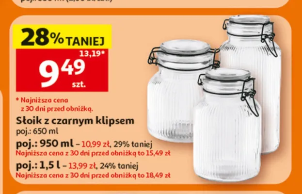 Słoik z czarnym klipsem promocja w Auchan