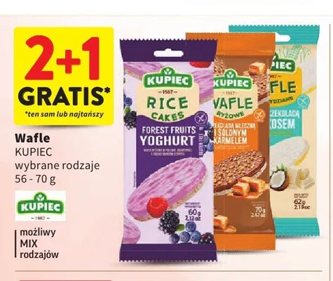 Wafle ryżowe w polewie jogurtowej o smaku owoców leśnych Kupiec promocja w Intermarche