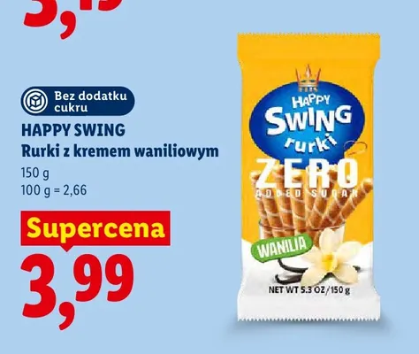 Rurki z kremem waniliowym bez dodatku cukru Happy Swing promocja w Lidl