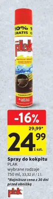 Spray do kokpitu Plak promocja w Intermarche