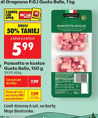 Pancetta w kostce Gusto Bello promocja w Biedronka
