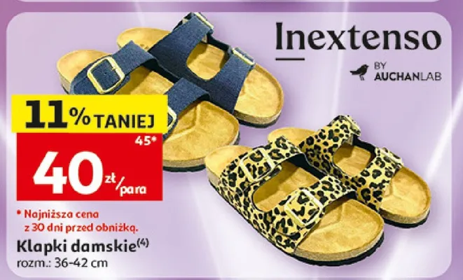 Klapki damskie Inextenso promocja w Auchan