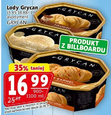 Lody Grycan asortyment promocja w Prim Market