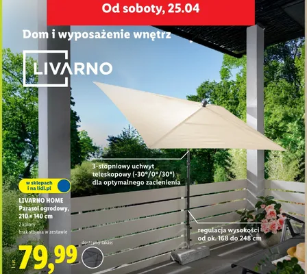 Parasol ogrodowy 210x140cm promocja w Lidl