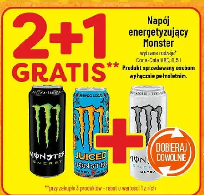 Napój energetyzujący Monster różne rodzaje promocja w POLOmarket