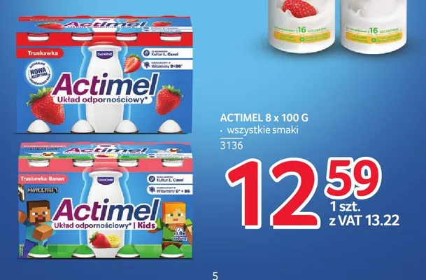 Actimel truskawka 8-pak promocja w Selgros
