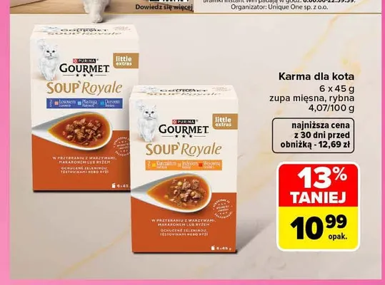 Karma dla kota Gourmet Soup Royale zupa rybna 6-pak 45 g promocja w Carrefour