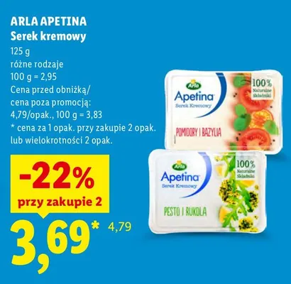 Serek kremowy pesto i rukola Arla Apetina promocja w Lidl