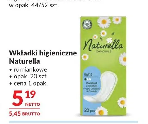 Wkładki higieniczne Naturella Camomile promocja w Makro