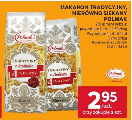 Makaron tradycyjny nierówno siekany Polmak promocja w Stokrotka