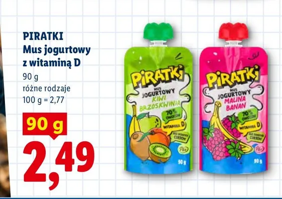 Mus jogurtowy Piratki brzoskwinia promocja w Lidl