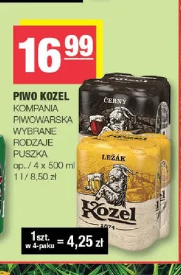 Piwo Kozel Černý 4-pak promocja w SPAR