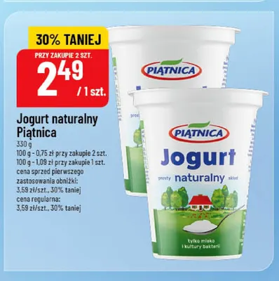 Jogurt naturalny Piątnica promocja w POLOmarket