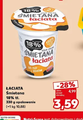 Śmietana Łaciata 18% promocja w Kaufland