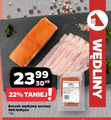 Boczek wędzony surowy Stół Sołtysa promocja w Netto