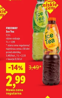 Ice Tea brzoskwinia Freeway promocja w Lidl