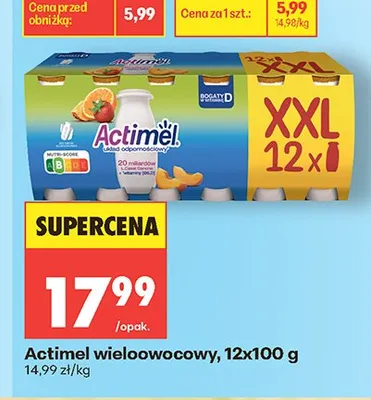 Napój probiotyczny Actimel wieloowocowy 12-pak 100 g promocja w Biedronka