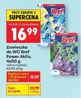 Zawieszka do WC Power Aktiv, różne rodzaje Bref promocja w Biedronka