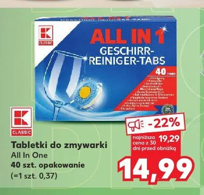 Tabletki do zmywarki K-Classic All In One promocja w Kaufland