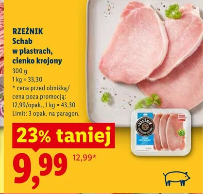 Schab w plastrach cienko krojony Rzeźnik promocja w Lidl