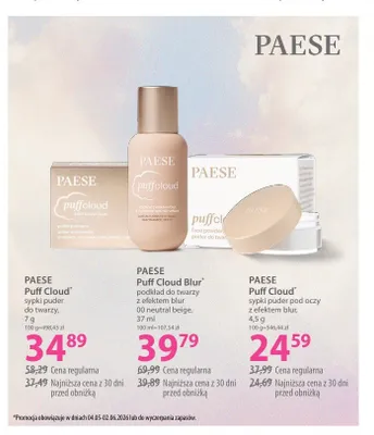 Podkład do twarzy z efektem blur 00 neutral beige PAESE Puff Cloud Blur promocja w Hebe
