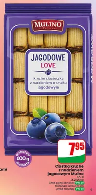 Ciastka kruche z nadzieniem o smaku jagodowym Mulino promocja w Dino