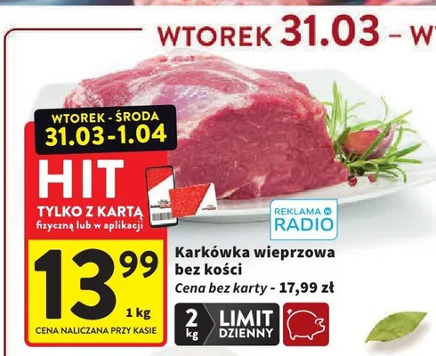 Karkówka wieprzowa bez kości promocja w Intermarche