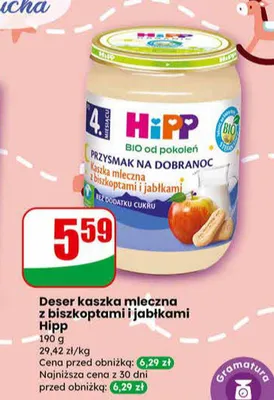 Deser kaszka mleczna z biszkoptami i jabłkami promocja w Dino