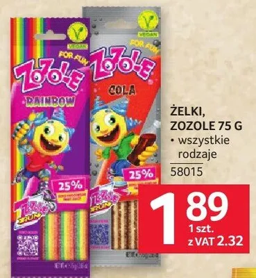 Żelki sticks Zozole promocja w Selgros
