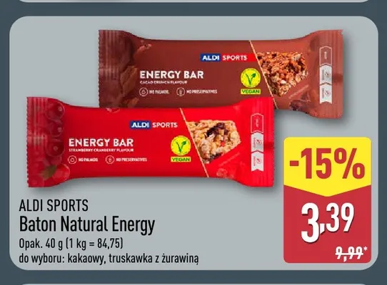 Baton Natural Energy truskawka z żurawiną Aldi Sports promocja w Aldi