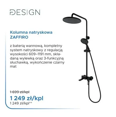 Kolumna natryskowa Design Zaffiro promocja w Blu Salony Łazienek