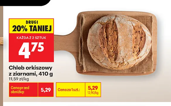 Chleb orkiszowy z ziarnami promocja w Biedronka