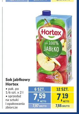 Sok jabłkowy Hortex promocja w Makro