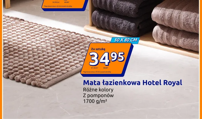 Mata łazienkowa Hotel Royal 50x80 cm promocja w Action