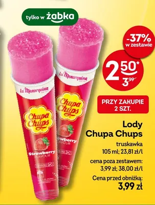 Lody Chupa Chups truskawka promocja w Żabka